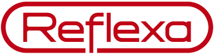 Reflexa Rotes Logo mit dem Schriftzug "Reflexa" in weißer Schrift.